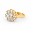 2.29Ct Round Cut Moissanite Women Cluster Engagement Ring 14K Yellow Gold Plated