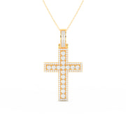 3Ct Round Moissanite Men Cross Pendant 14K White Gold Plated