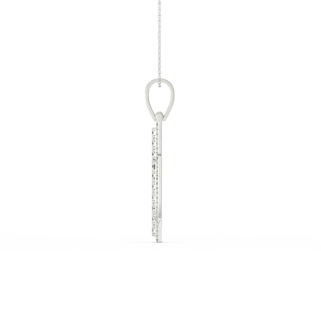 3Ct Round Moissanite Men Cross Pendant 14K White Gold Plated