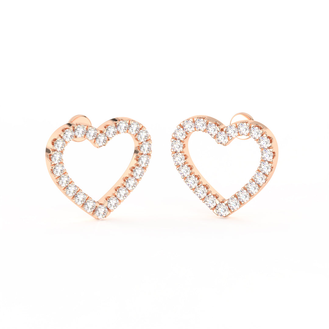 1/2 Ct Round Cut Moissanite Heart Stud Earrings in 14K Gold Plated