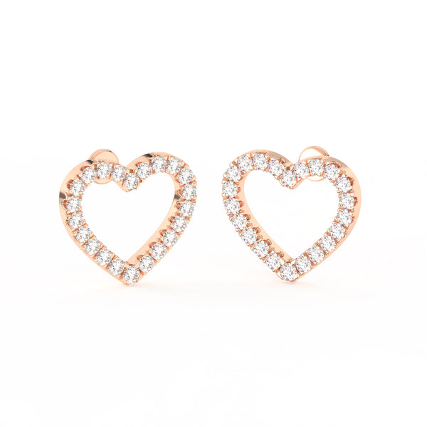 1 Ct Round Cut Moissanite Heart Stud Earrings in 14K Gold Plated