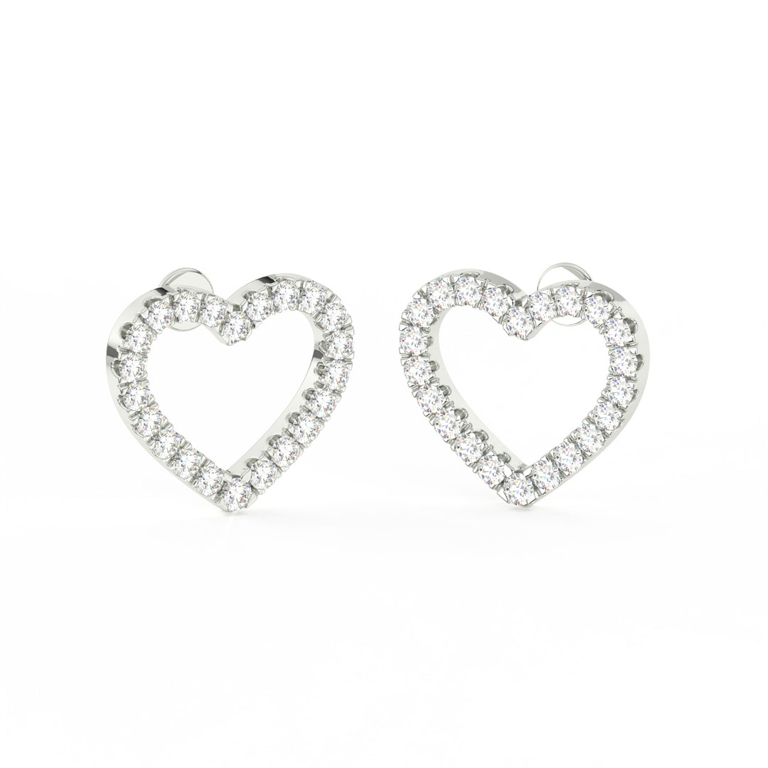 1/2 Ct Round Cut Moissanite Heart Stud Earrings in 14K Gold Plated