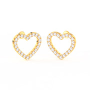 1/2 Ct Round Cut Moissanite Heart Stud Earrings in 14K Gold Plated