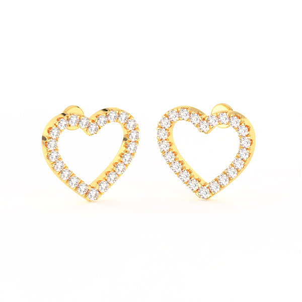 1 Ct Round Cut Moissanite Heart Stud Earrings in 14K Gold Plated
