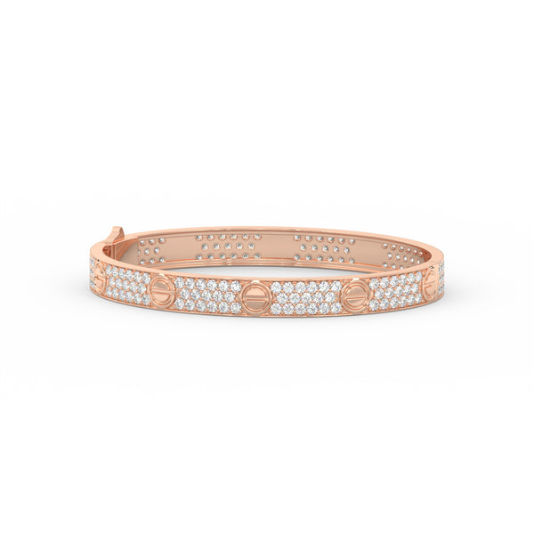 6.80 Ct Round Cut Moissanite Pave Set Cartier Bangle 14K Yellow Gold Plated
