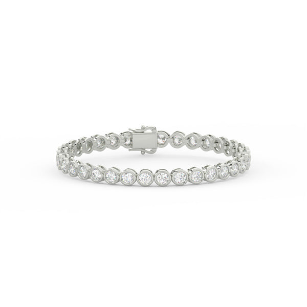 8.70 Ct Round Cut Moissanite Bezel Set Tennis Bracelet 14K Yellow Gold Plated