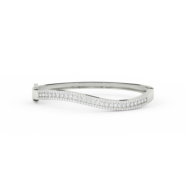 2.55Ct Round Cut Moissanite Wave Bangle Bracelet 14K Yellow Gold Plated