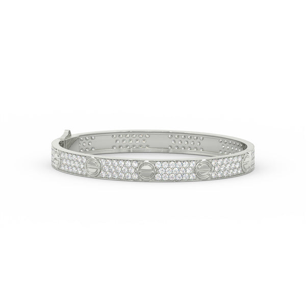 6.80 Ct Round Cut Moissanite Pave Set Cartier Bangle 14K Yellow Gold Plated