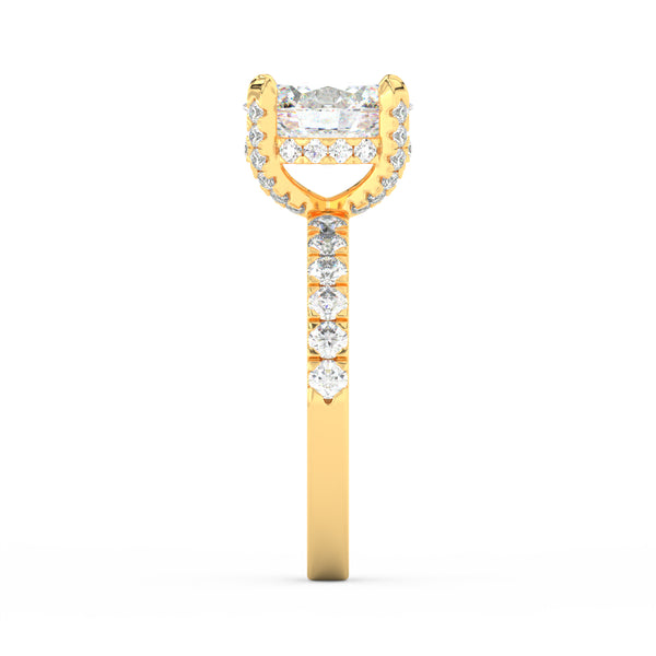 3.18Ct Oval Cut Moissanite Halo Engagement Ring 14K Yellow Gold Plated