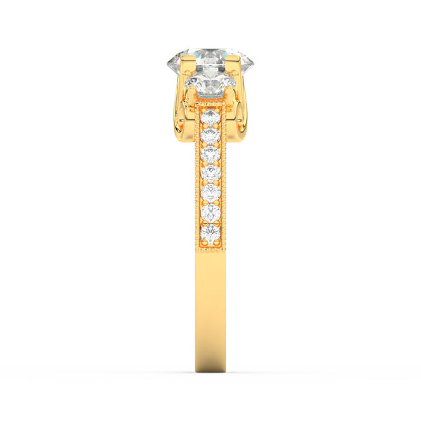1.95Ct Round Cut Moissanite Women Engagement Wedding Ring 14K Yellow Gold Plated