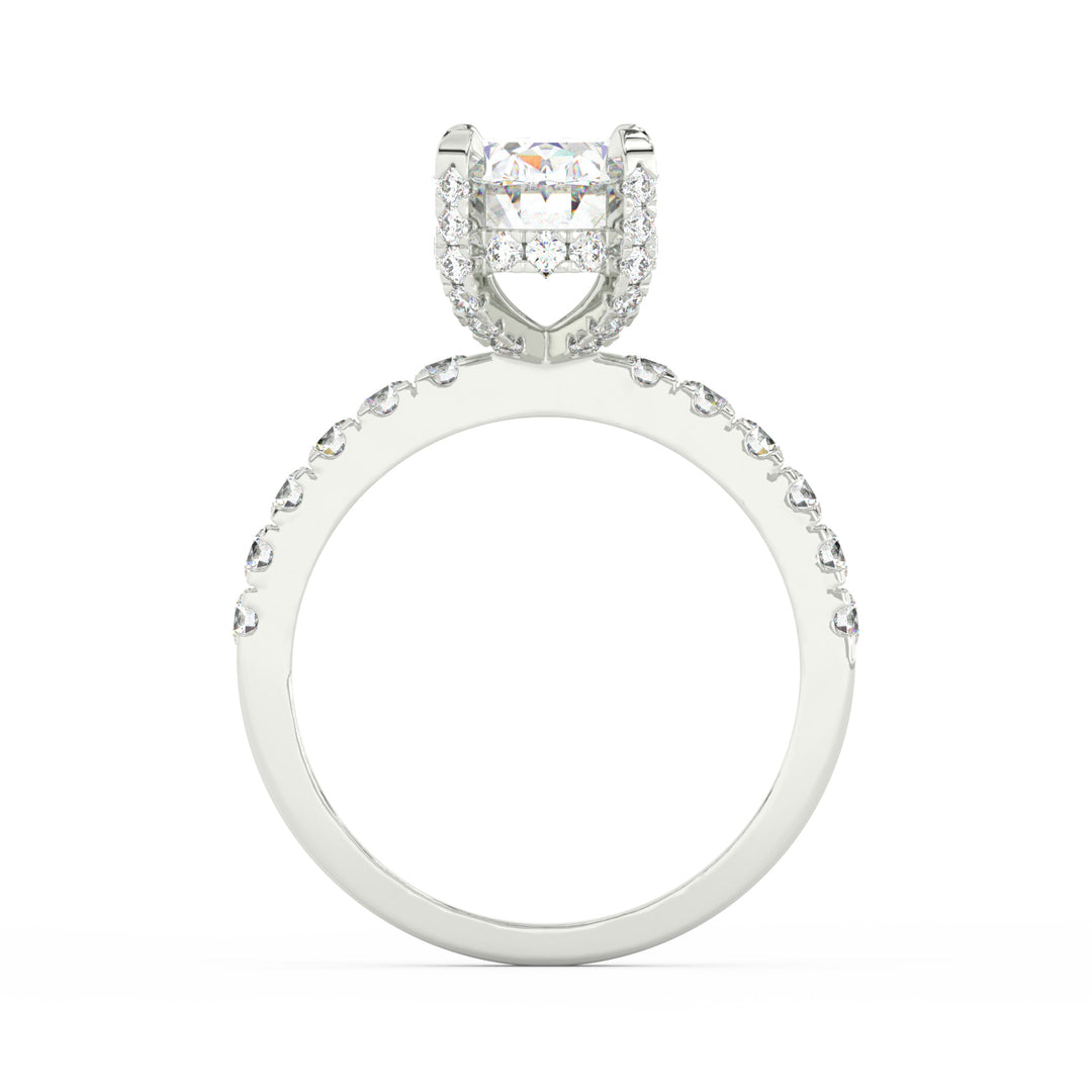 2Ct Oval Cut Moissanite Halo Engagement Ring 14K White Gold Plated