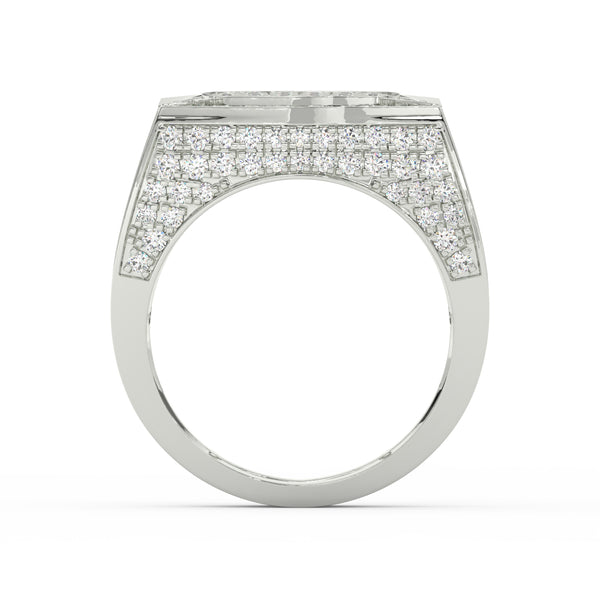 2.48Ct Round Cut Moissanite Men’s Cluster Ring 14K White Gold Plated