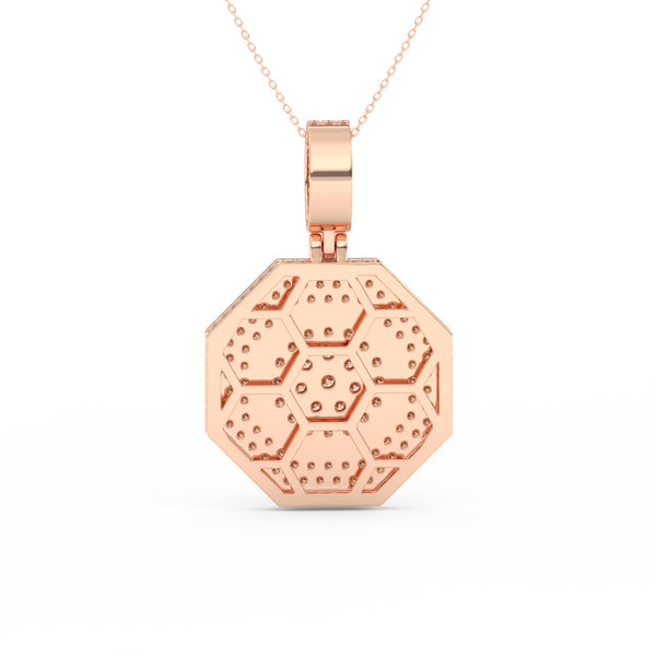 2Ct Round Cut Moissanite Hexagonal Cluster Pendant Necklace 14K Yellow Gold Plated