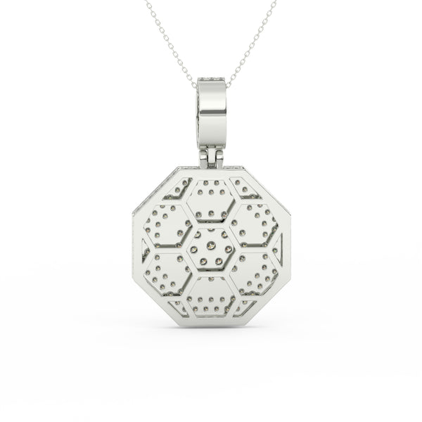 2Ct Round Cut Moissanite Hexagonal Cluster Pendant Necklace 14K Yellow Gold Plated