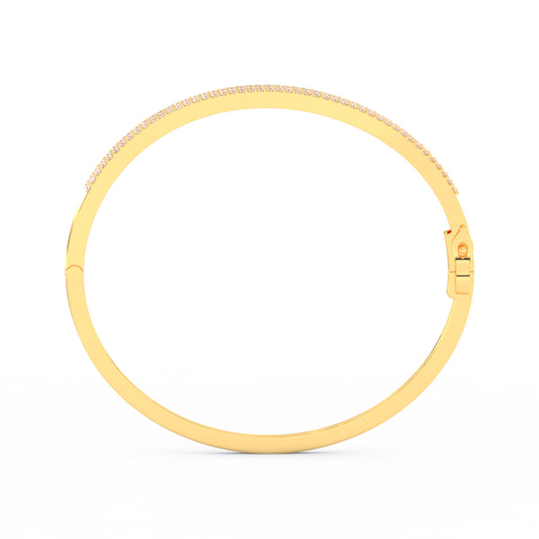 2.55Ct Round Cut Moissanite Wave Bangle Bracelet 14K Yellow Gold Plated
