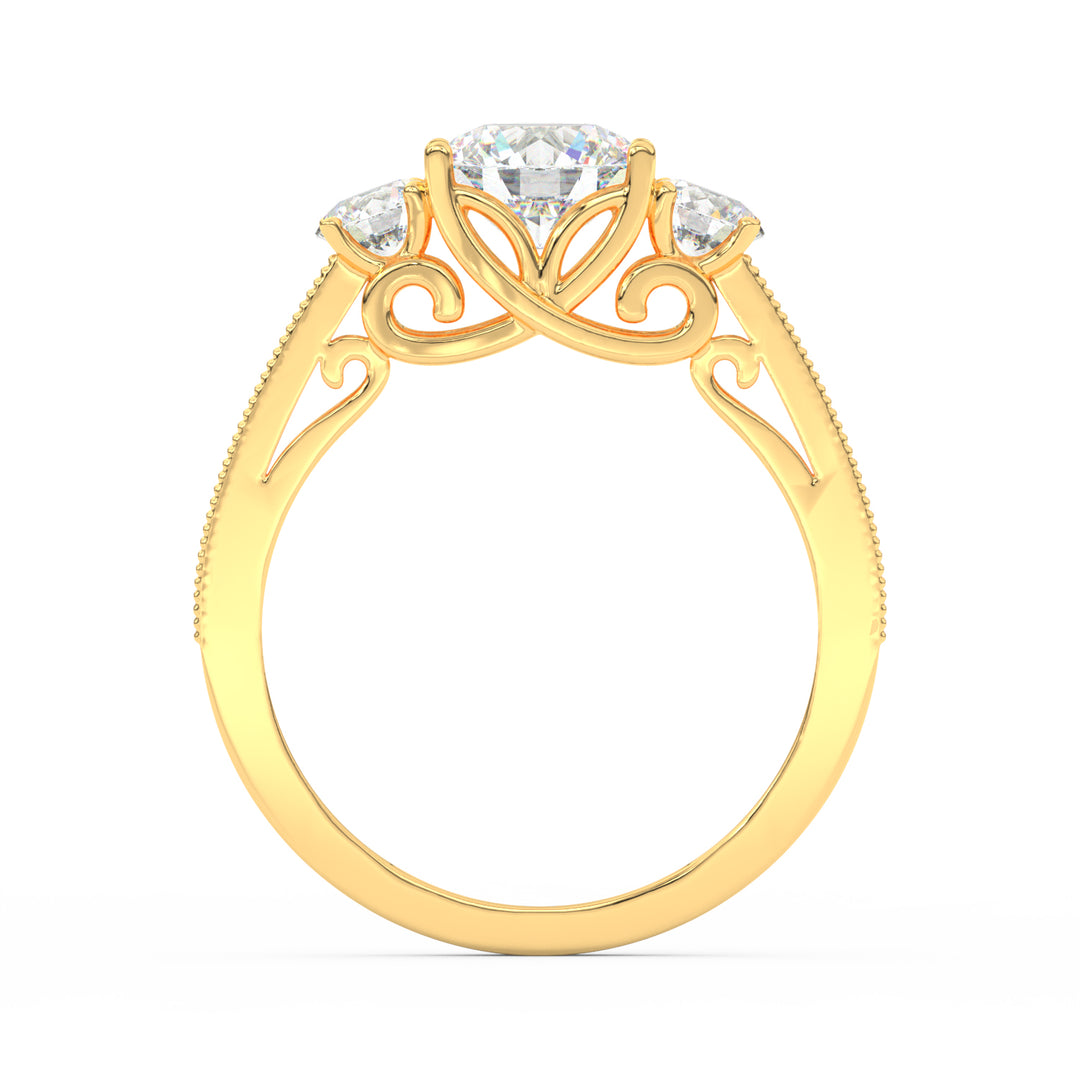 1.75Ct Round Cut Moissanite Women Engagement Wedding Ring 14K Yellow Gold Plated
