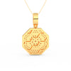 2Ct Round Cut Moissanite Hexagonal Cluster Pendant Necklace 14K Yellow Gold Plated