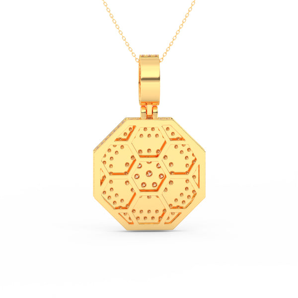 2Ct Round Cut Moissanite Hexagonal Cluster Pendant Necklace 14K Yellow Gold Plated