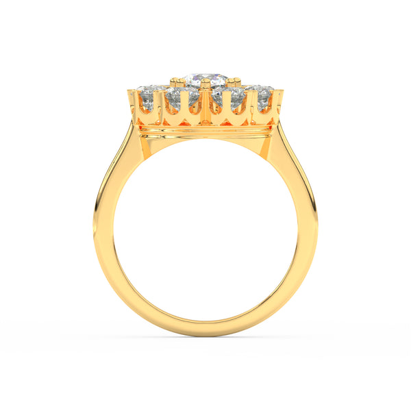 2.29Ct Round Cut Moissanite Women Cluster Engagement Ring 14K Yellow Gold Plated