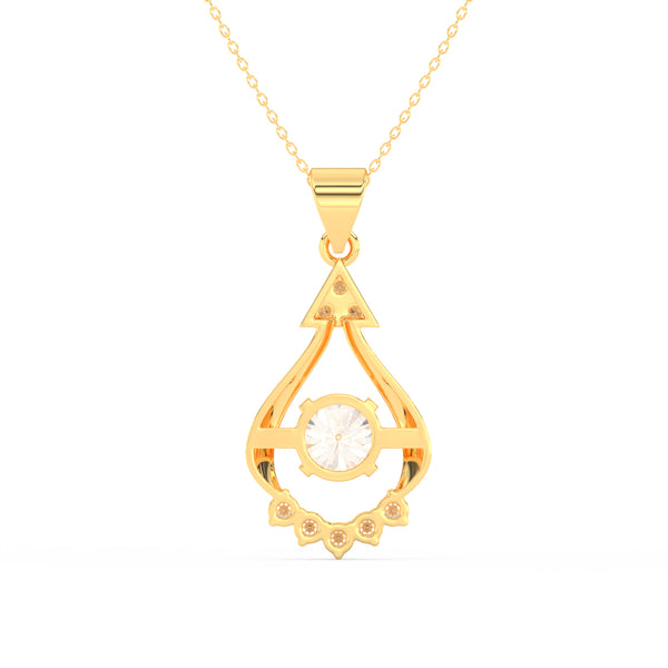 2.44Ct Round Cut Moissanite Teardrop Pendant in 14K Yellow Gold Plated