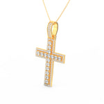 Load image into Gallery viewer, 3Ct Round Moissanite Men Cross Pendant 14K White Gold Plated