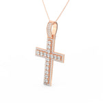 Load image into Gallery viewer, 3Ct Round Moissanite Men Cross Pendant 14K White Gold Plated