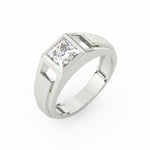 Load image into Gallery viewer, 2Ct Princess Cut Moissanite Men’s Solitaire Ring 14K Yellow Gold Plated