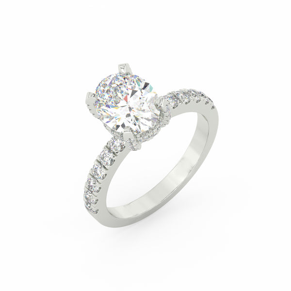 3.18Ct Oval Cut Moissanite Halo Engagement Ring 14K Yellow Gold Plated