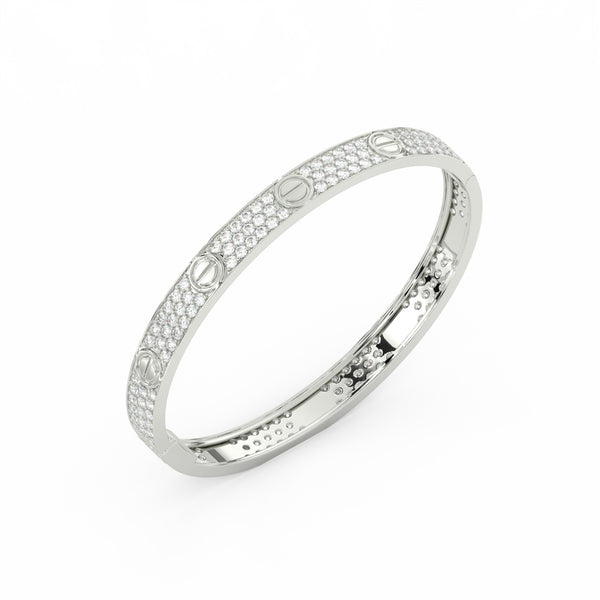 6.80 Ct Round Cut Moissanite Pave Set Cartier Bangle 14K Yellow Gold Plated