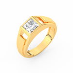 Load image into Gallery viewer, 2Ct Princess Cut Moissanite Men’s Solitaire Ring 14K Yellow Gold Plated