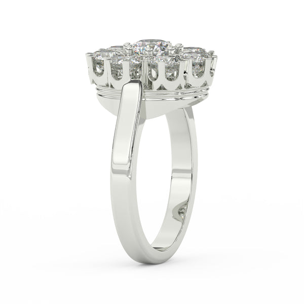 2.29Ct Round Cut Moissanite Women Cluster Engagement Ring 14K Yellow Gold Plated