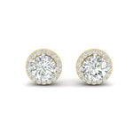 Load image into Gallery viewer, 3Ct Round Cut Moissanite Halo Stud Earrings 14K Gold Plated Push Back