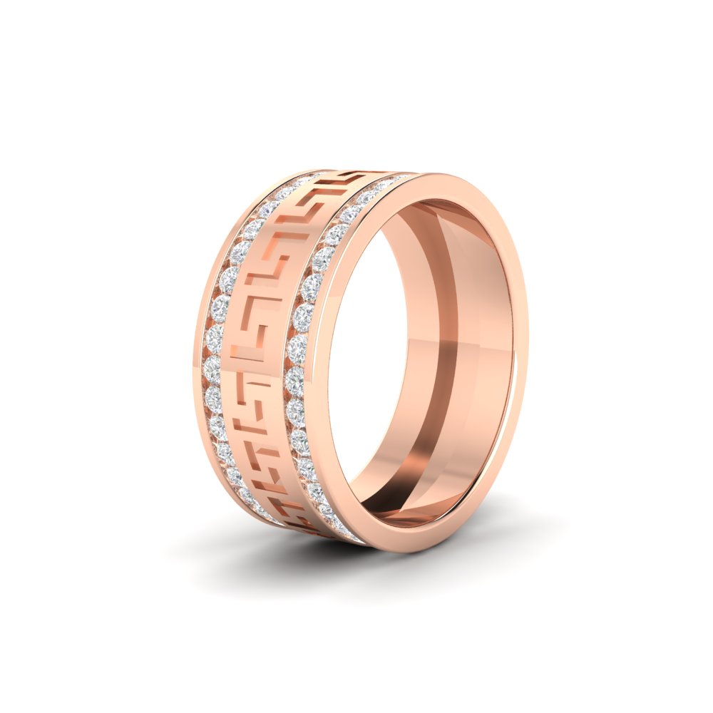 2.33Ct Round Cut Moissanite Men Unique Wedding Band Ring 14K Yellow Gold Plated