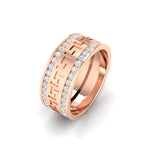 Load image into Gallery viewer, 2.33Ct Round Cut Moissanite Men Unique Wedding Band Ring 14K Yellow Gold Plated