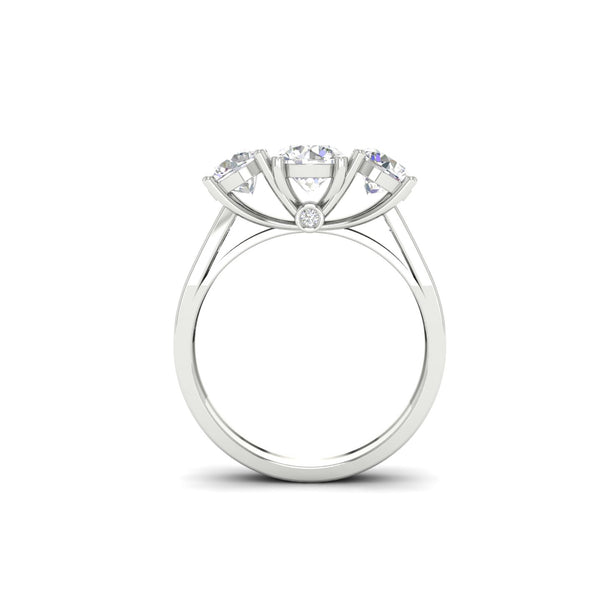2Ct Round Cut Moissanite Three Stone Engagement Ring 14K Yellow Gold Plated