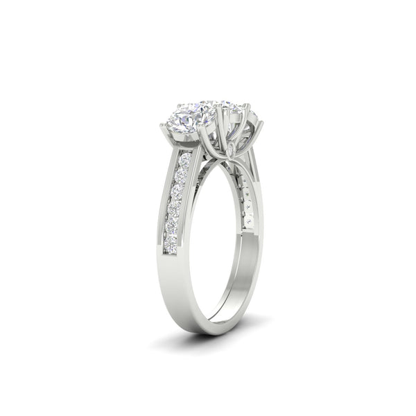 2Ct Round Cut Moissanite Three Stone Engagement Ring 14K Yellow Gold Plated