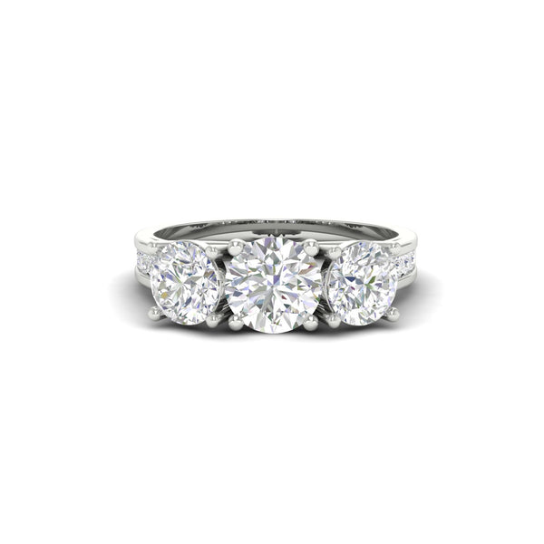 2Ct Round Cut Moissanite Three Stone Engagement Ring 14K Yellow Gold Plated