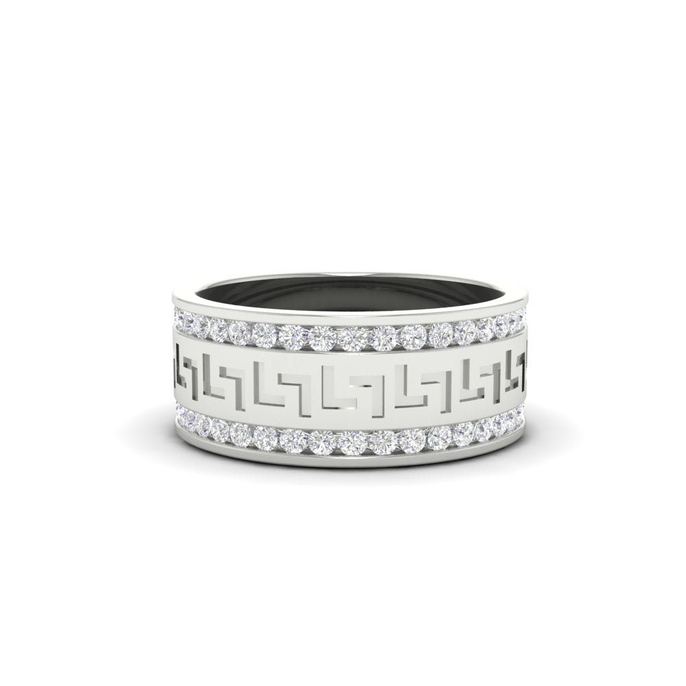 2.33Ct Round Cut Moissanite Men Unique Wedding Band Ring 14K Yellow Gold Plated