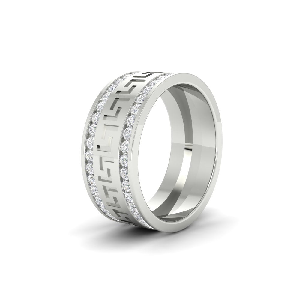 2.33Ct Round Cut Moissanite Men Unique Wedding Band Ring 14K Yellow Gold Plated