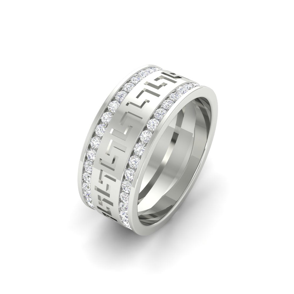 2.33Ct Round Cut Moissanite Men Unique Wedding Band Ring 14K Yellow Gold Plated