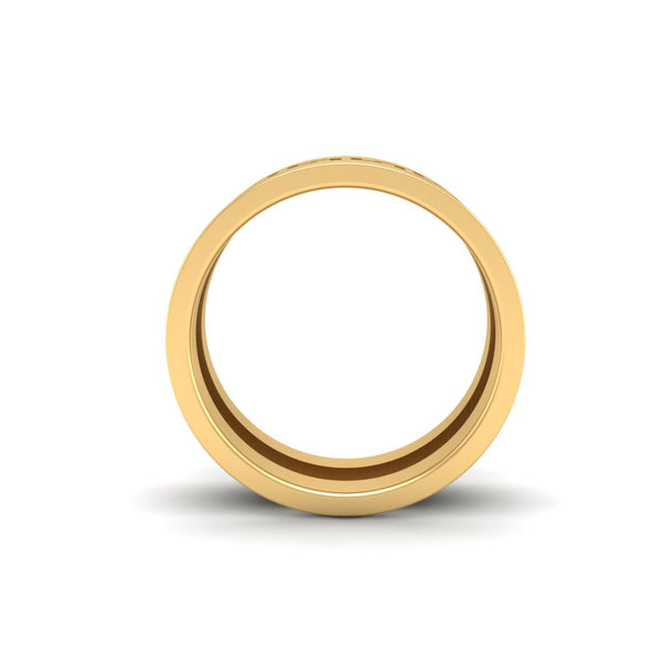 2.33Ct Round Cut Moissanite Men Unique Wedding Band Ring 14K Yellow Gold Plated