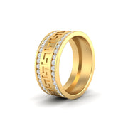 2.33Ct Round Cut Moissanite Men Unique Wedding Band Ring 14K Yellow Gold Plated