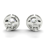 3Ct Round Cut Moissanite Halo Stud Earrings 14K Gold Plated Push Back