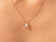 Emerald Cut Moissanite Solitaire Pendant 14K Gold Plated