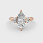 Load and play video in Gallery viewer, 2Ct Marquise Cut Moissanite Women's Engagement Ring 14K Yellow Gold Plated