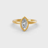 1-5 Ct Marquise Cut Real Moissanite Bezel Set Solitaire Ring 14K Yellow Gold Plated