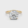 3.53Ct Cushion Cut Moissanite Hidden Halo Engagement Ring 14K Gold Plated