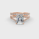 Load and play video in Gallery viewer, 3Ct Radiant Cut Moissanite Bridal Engagement Ring 14K Gold Plated