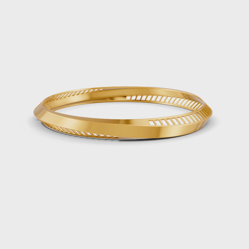 Elegant Gold Bangle with Sleek Cutout Design 14K Gold Plated