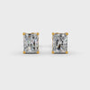 Radiant Cut Real Moissanite 4 Prong Solitaire Stud Earrings Screw Back 14K Gold Plated
